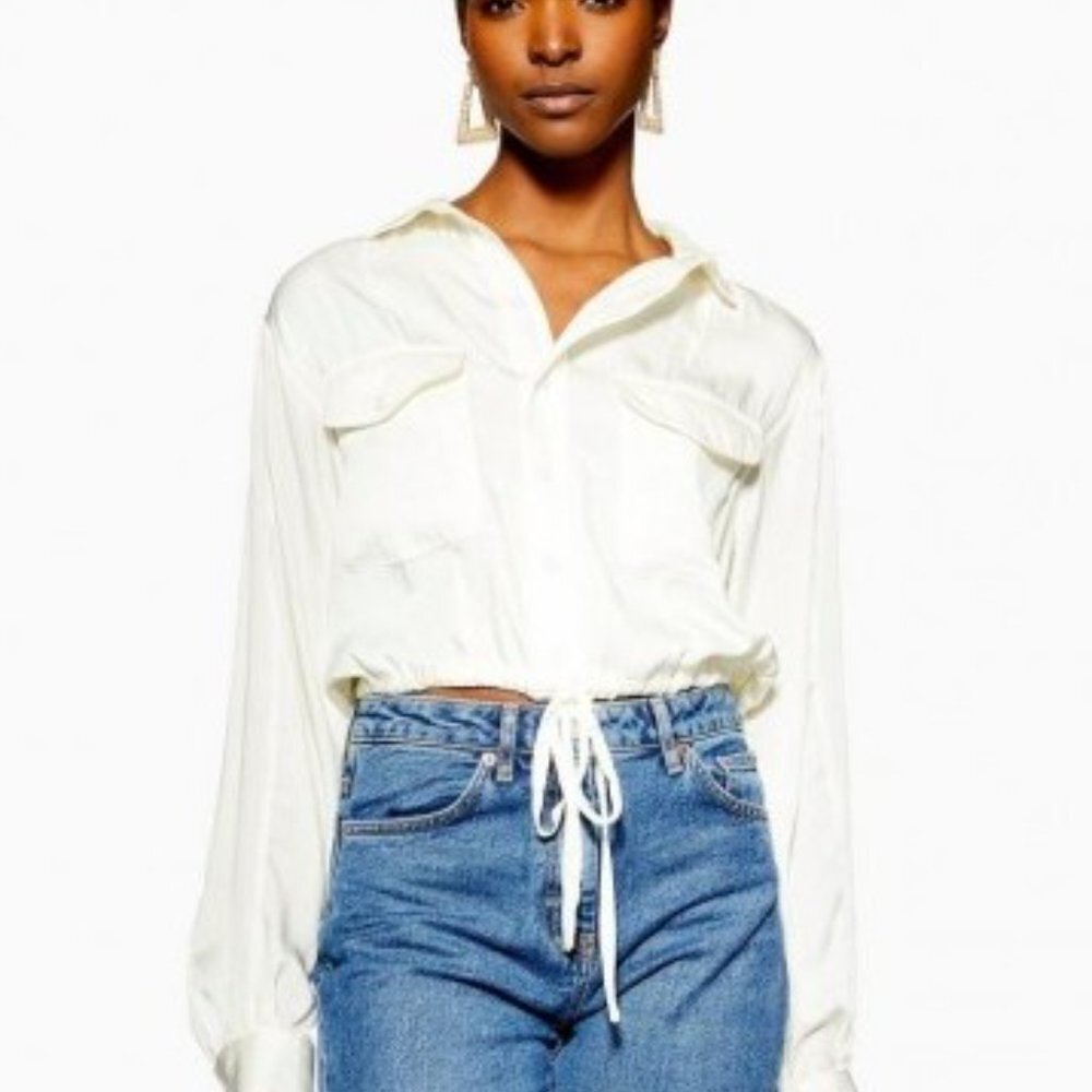 Topshop Cream Button-Up Blouse - Picture 2 of 16